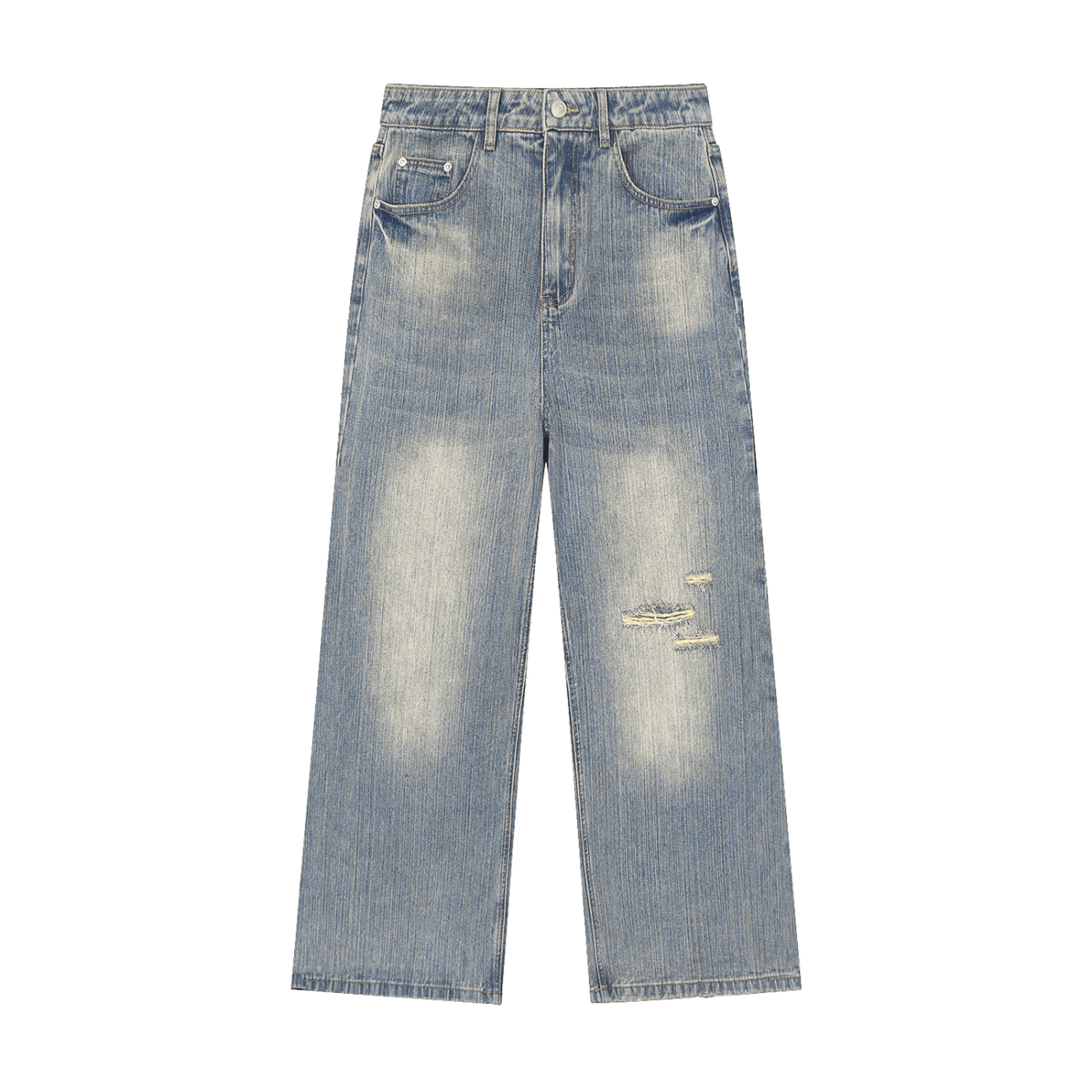 Vibes( Unisex )Oversized Stacked Vintage Wash Denim Jeans - FASHION VIBES