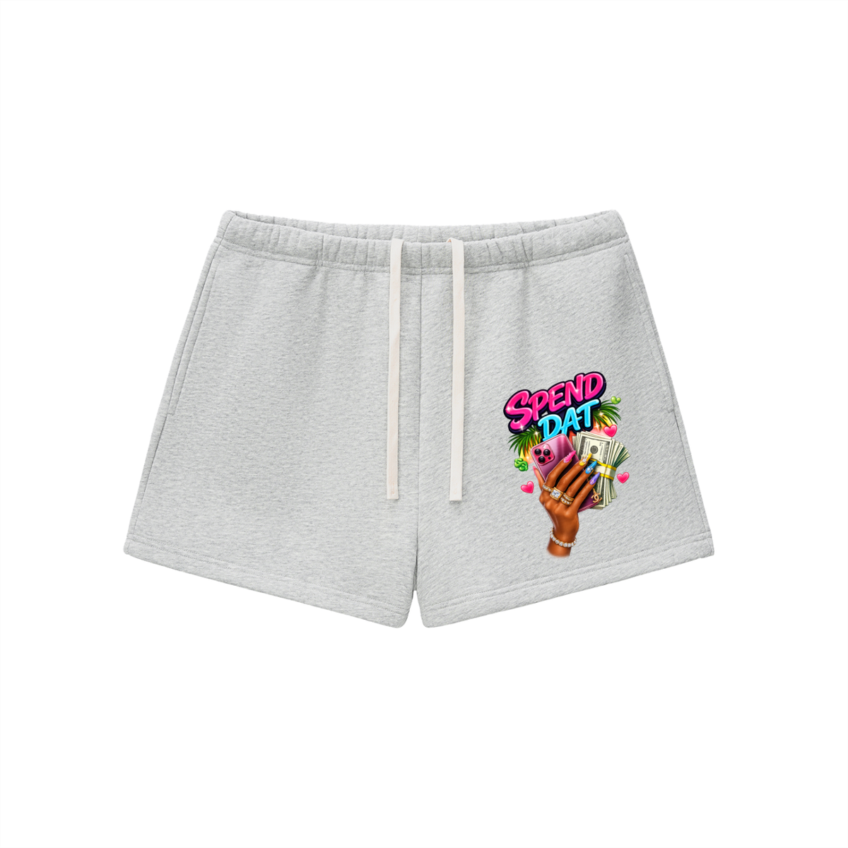 Graphic Fleece Drawstring Sweatshorts - FASHION VIBES