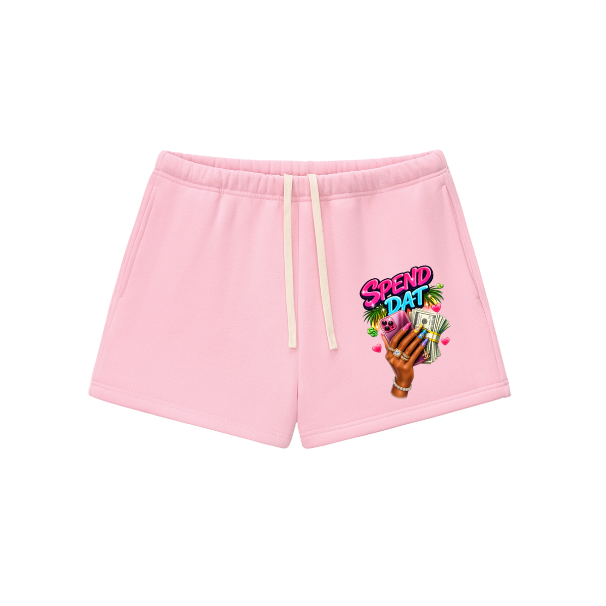 Graphic Fleece Drawstring Sweatshorts - FASHION VIBES