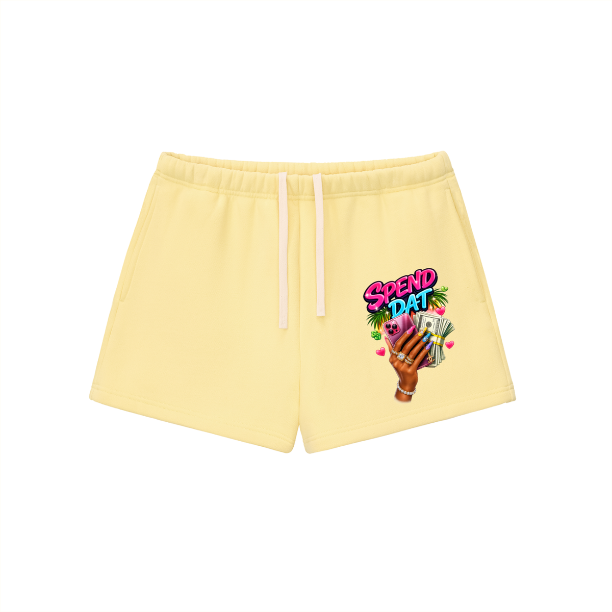 Graphic Fleece Drawstring Sweatshorts - FASHION VIBES