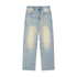 Vibes( Unisex )Slim Stacked Sun Fade Raw Hem Denim Jeans - FASHION VIBES