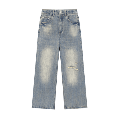 Vibes( Unisex )Oversized Stacked Vintage Wash Denim Jeans - FASHION VIBES