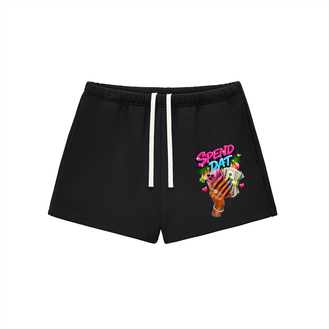 Graphic Fleece Drawstring Sweatshorts - FASHION VIBES
