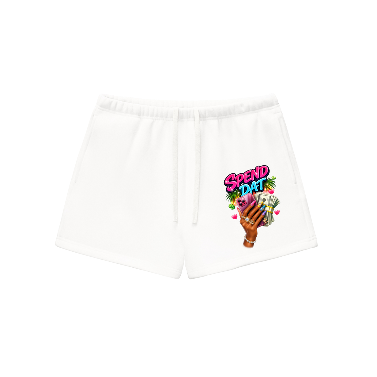 Graphic Fleece Drawstring Sweatshorts - FASHION VIBES