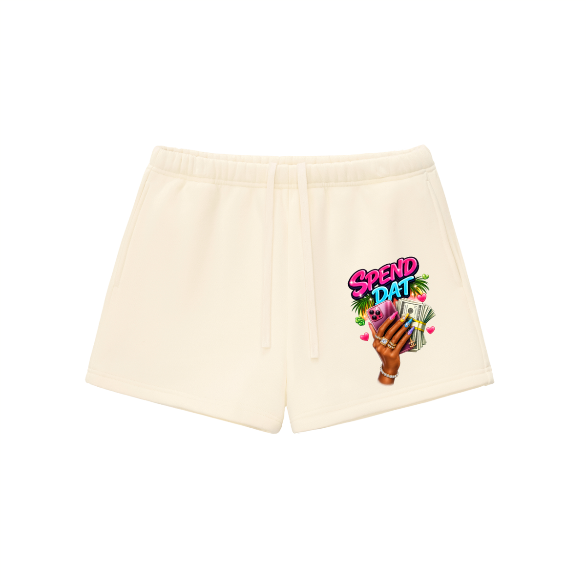 Graphic Fleece Drawstring Sweatshorts - FASHION VIBES